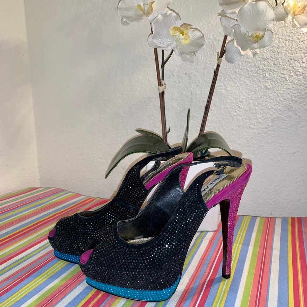 Steve Madden rhinestone color block heels